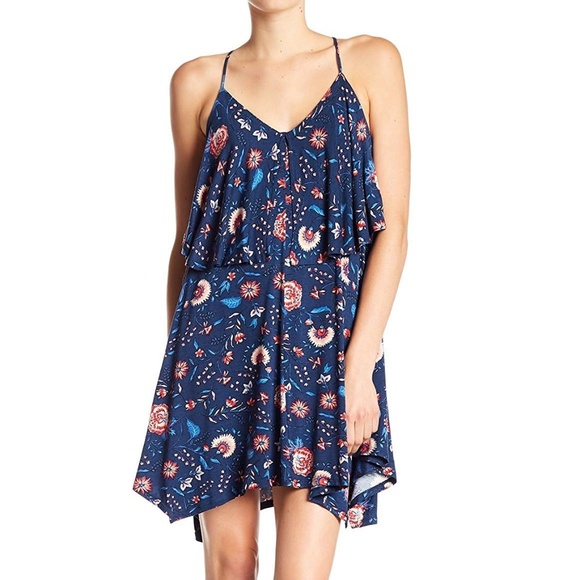 William Rast Elizabeth Floral Popover Blue Dress - Picture 1 of 4